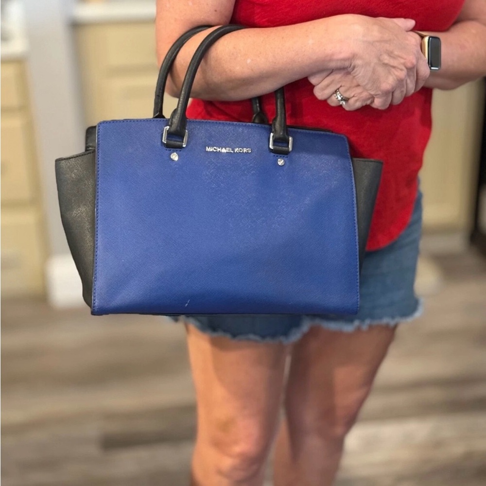 Michael Kors Two-Tone Blue and Black Satchel
